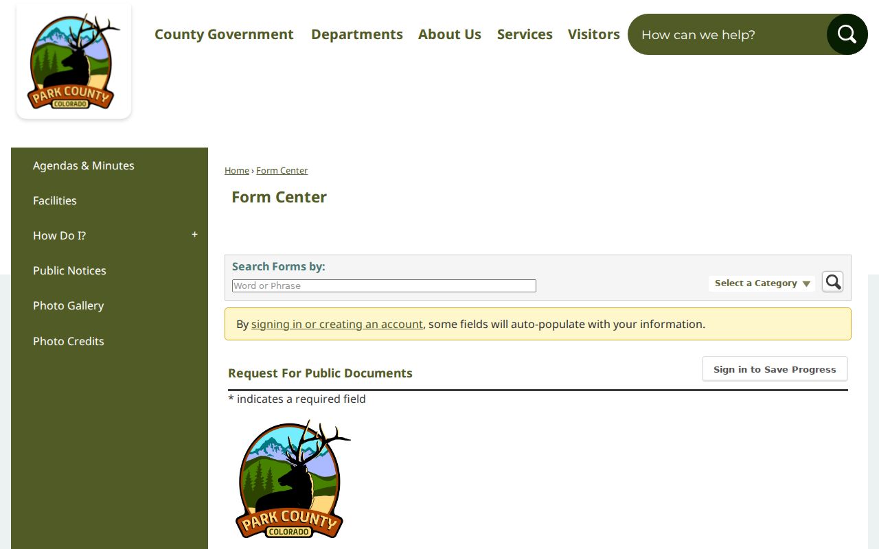 Park County warrant records public documents request