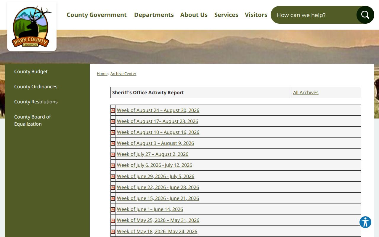 Park County outstanding warrants sheriff activity archive
