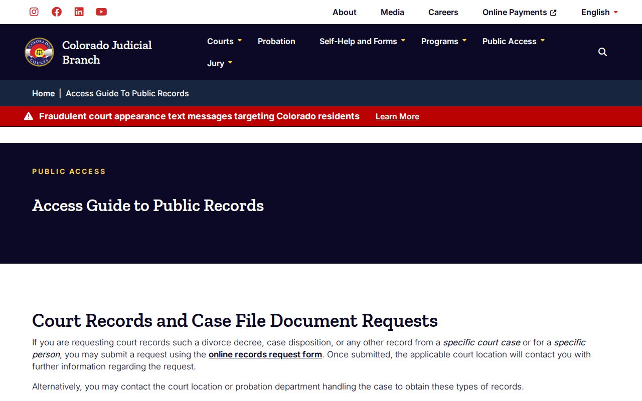 Park County bench warrant public records access rules