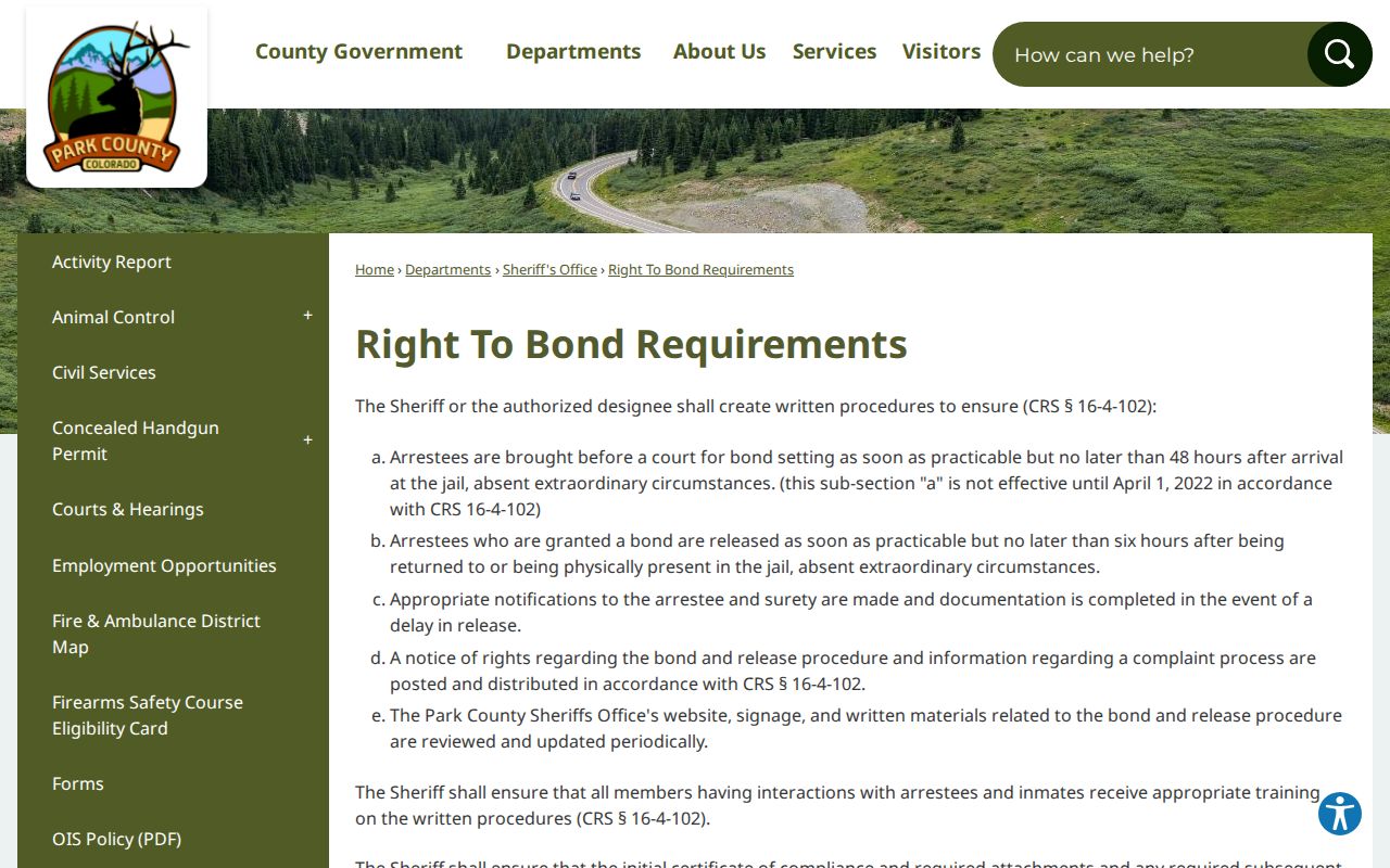 Park County warrant bond rights information